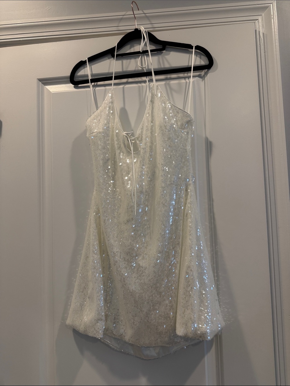 Princess Polly Moonchild Halter Mini Dress Ivory, Size US 8